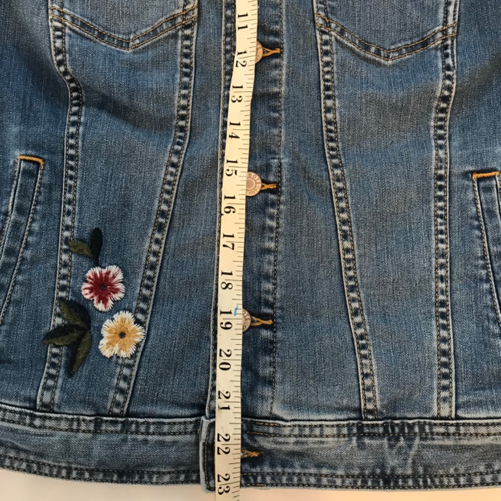 Talbots Light Blue Denim Jacket with Floral Embroidery - Picture 6 of 11